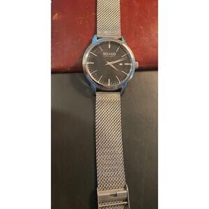 Men's 42mm silver Tone SO & CO watch, Adjustable Mesh Band, Date